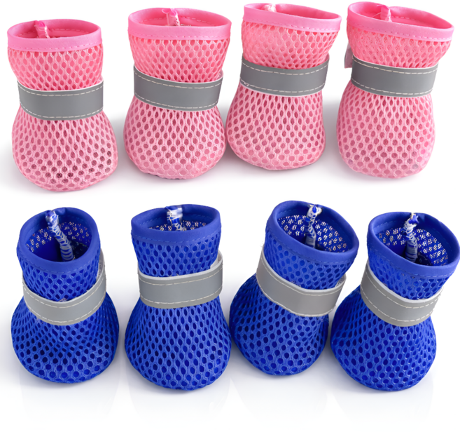 리비움 매쉬 강아지신발 패키지, 8개, 핑크 + 블루