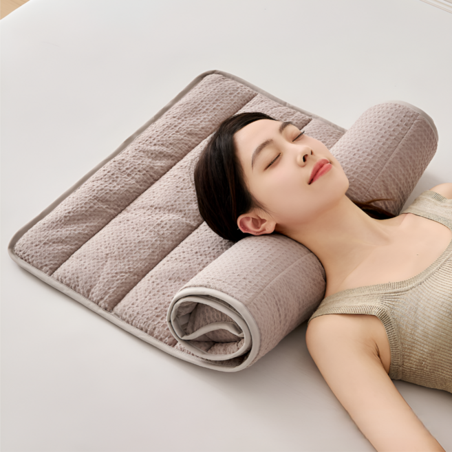 월드판다 높이 조절 가능한 경추 수면 베개 휴대용 패드 접이식, 1개, 브라운