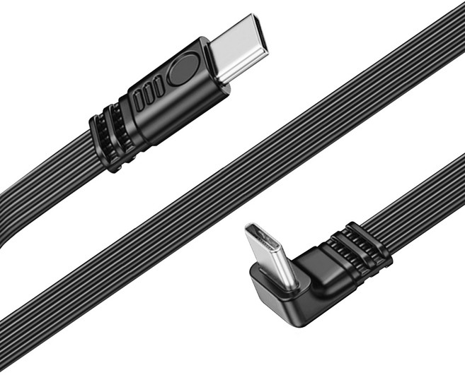 45W PD 고속충전 C타입 숏 미니 롱 직각 패치 케이블, 블랙, 1개, 52cm