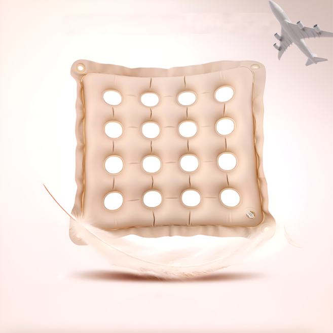 기내전용방석 에어 꼬리뼈 엉덩이 안아픈 체중분산 해외여행 휴대용, 베이지 PVC