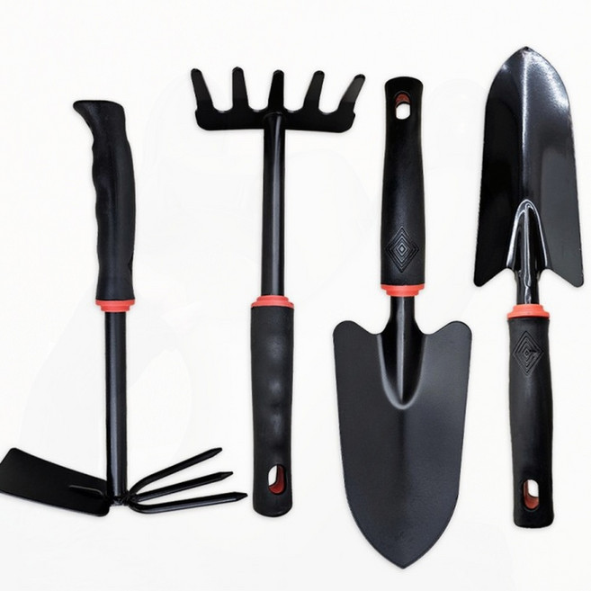 블랙 원예 모종삽 갈퀴 호미 분갈이 텃밭 흙고르기 화분 작업, 1개