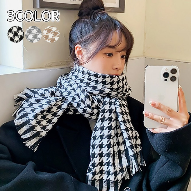 미다미 스테이지 소프트 스카프 하운즈체크 목도리 (3컬러)