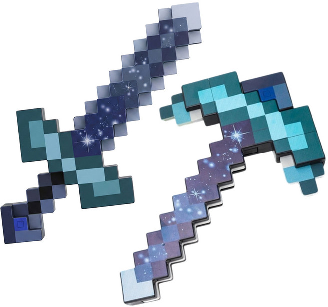 마인크래프트 굿즈 장난감 역할놀이 다이아몬드 검&곡괭이, 우주 검&곡괭이, 1개