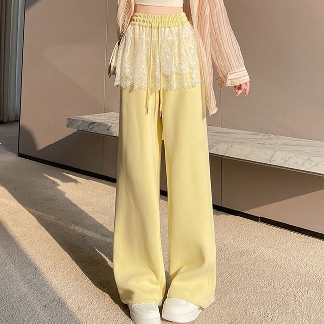 여성바지 / 와이드팬츠 / 레이스 허리배색 트레이닝바지 / BMN5501 24