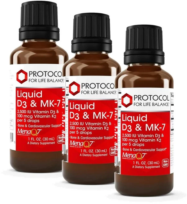 프로토콜 리퀴드 비타민 D3 2500IU MK-7 100mcg PROTOCOL FOR LIFE BALANCE Liquid D3 and MK-7, 3개, 30ml - 쿠팡