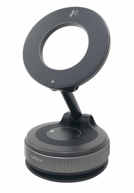 브론텍 차량용 맥세이프 초강력 진공 흡착식 360도 회전 접이식 휴대폰 핸드폰 거치대 대쉬보드, 블랙, 1개