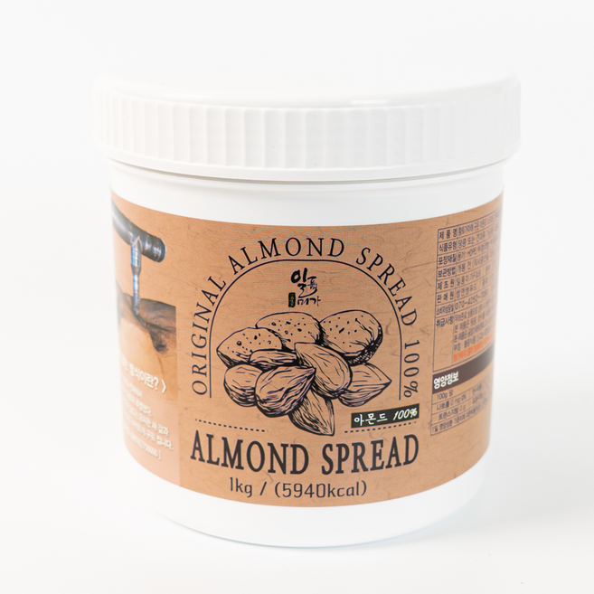 [국내제조] 100% 아몬드버터 프리미엄 1kg 무첨가 잼 아몬드잼, 1개