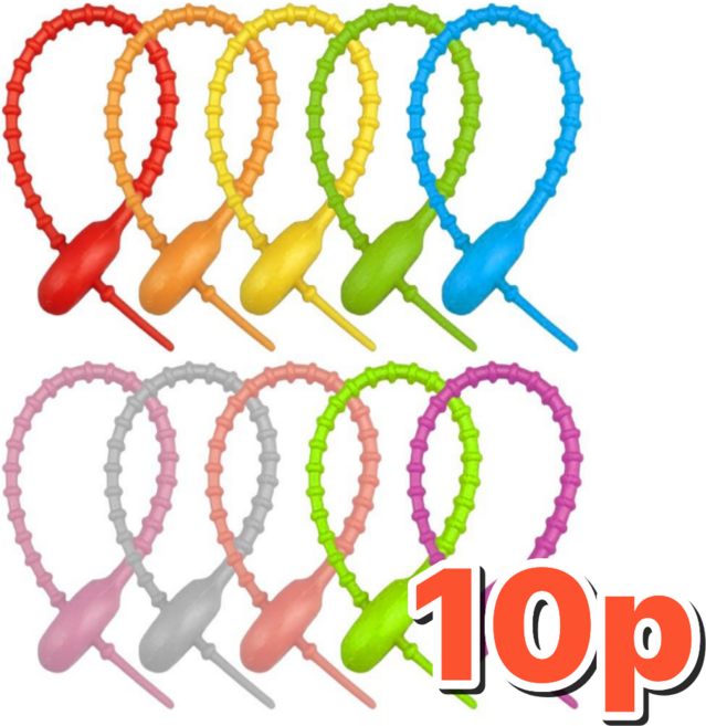 우즈상사 실리콘 케이블 타이 키링, 혼합색상, 10개