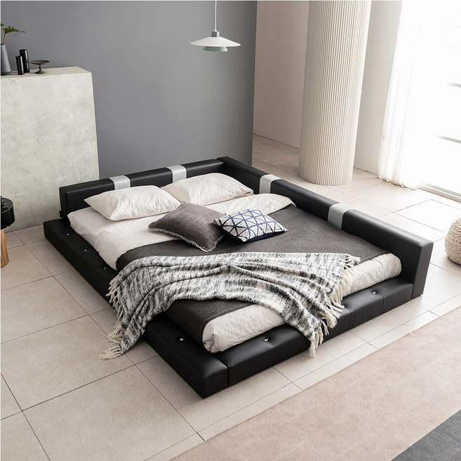 젠티스 베스트 퀸 침대프레임 콜렉션 (매트선택), N. 비앙코 PU (블랙), (프레임만)