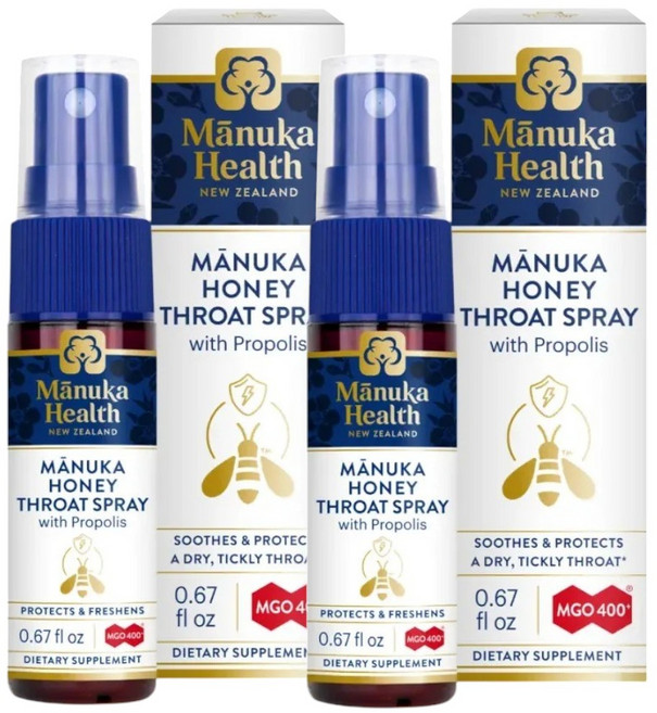 Mānuka Health 麥蘆卡蜂蜜蜂膠噴霧 MGO 400+, 2, 20ml