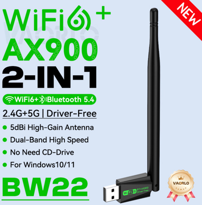 AX900 WiFi6 USB 어댑터 블루투스 5.4 듀얼 밴드 2.4G5GHz 2 in 1 동글 무선 네트워크 WLAN 수신기 윈도우 1011 드라이버 불필요