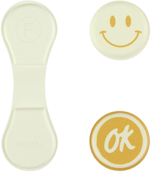 FENICE 스마일 가죽 볼마커 + 자석클립 세트, 화이트, 1세트