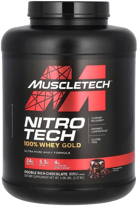 머슬테크 Nitro Tech 100% 유청 골드 더블 리치 초콜릿 2.27kg(5lbs), 2.27kg, 1개 - 쿠팡