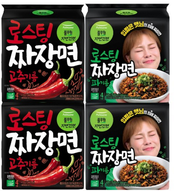 풀무원 로스팅 짜장면 고추기름 4입 2팩+파기름 4입 2팩씩 (각2팩), 8개