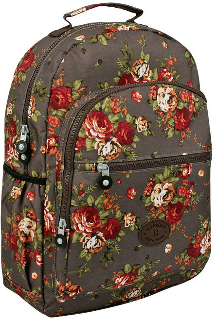 가벼운 생활방수 라운드 꽃무늬 가방 지퍼 포켓 화사한 플라워 백팩