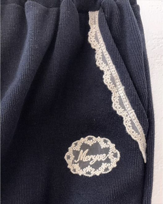 [메리브] 여성 메리브 와펜 레이스 포인트 와이드핏 밴딩 트레이닝 팬츠 2color