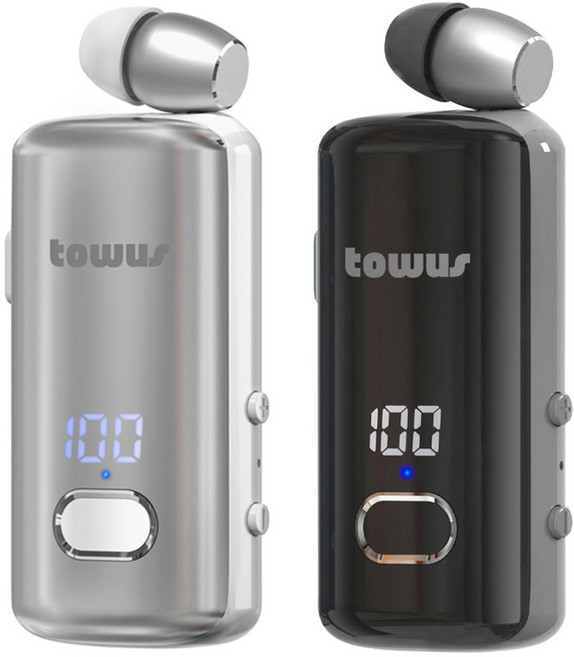 토어스 TOWUS B90C 핸즈프리 원터치 집게형 클립형 멀티페어링 C타입 블루투스 무선 이어폰, 실버