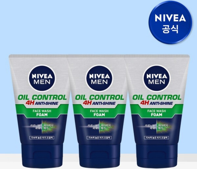 니베아 맨 오일 컨트롤 훼이스 워시 폼, 100g, 3개