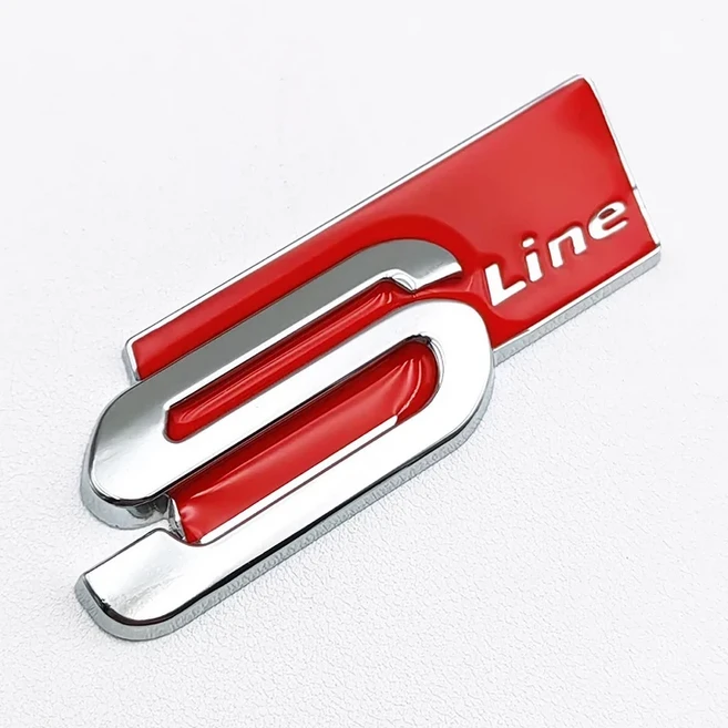 3D 금속 S 라인 로고 링 엠블럼 자동차 데칼 배지 아우디 Sline A1 A3 A4 A5 A7 Q2 Q5 Q7 TT B6 B7 스티커, 01 Red Silver