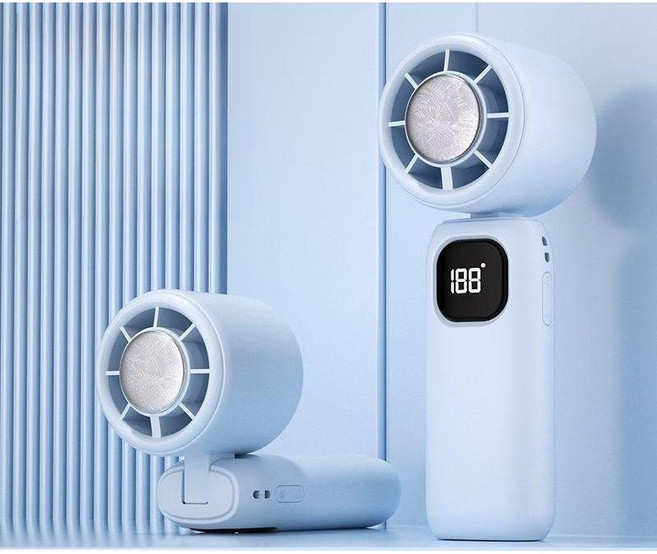 아이스 쿨링 휴대용 손선풍기 냉각패드 탑재 USB충전 미니팬 접이식 거치형, 6000mAh, 연한 파란색   냉장 모델  100단계 슈퍼윈드 + 프
