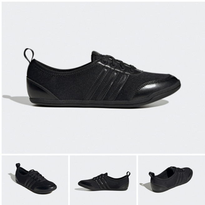 아디다스 여성용 올블랙 슬림핏 캐주얼 플랫 스니커즈