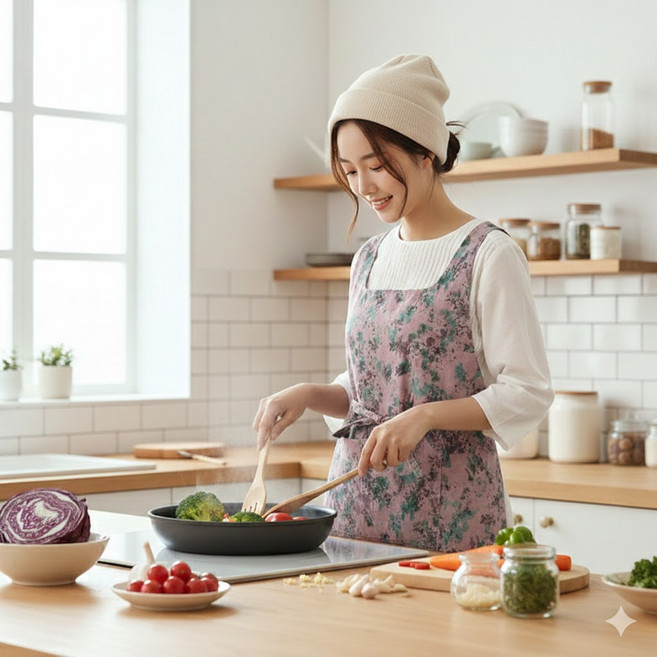 이지오 앙주 원피스 린넨 앞치마 롱 카페 예쁜 바리스타 어린이집 에이프런 마가렛 버터, 1개