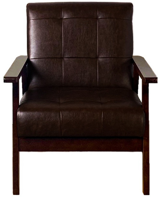 JUSTBUY 懶人沙發 實木沙發 奧特維復古單人沙發 休閒躺椅 孝親椅, 皮革黑(深棕色), 1個