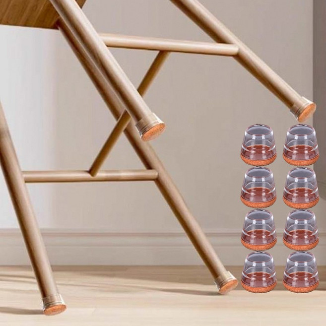 레오큐 식탁 의자 다리 양말 소음방지 발커버 체어삭스, 8개, 투명