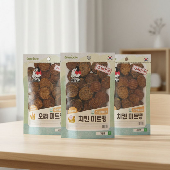 굿보이 강아지간식 오븐베이커 미트땡 수제간식 3종 고기50%이상 고단백육포, 3개, 100g, 치킨+당근
