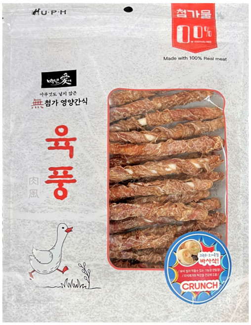 백년애 육풍 강아지 수제간식 오리 말이 스틱 껌 540g, 1개, 오리말이 스틱껌