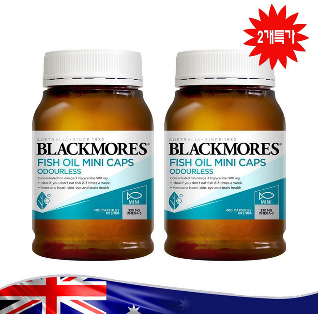 블랙모어스 호주 명품 무냄새 피쉬오일 미니 400정 2병 로켓직송, 2개