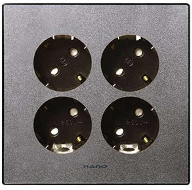 나노전기 아트2 블랙 매입 4구 접지 콘센트, 1개