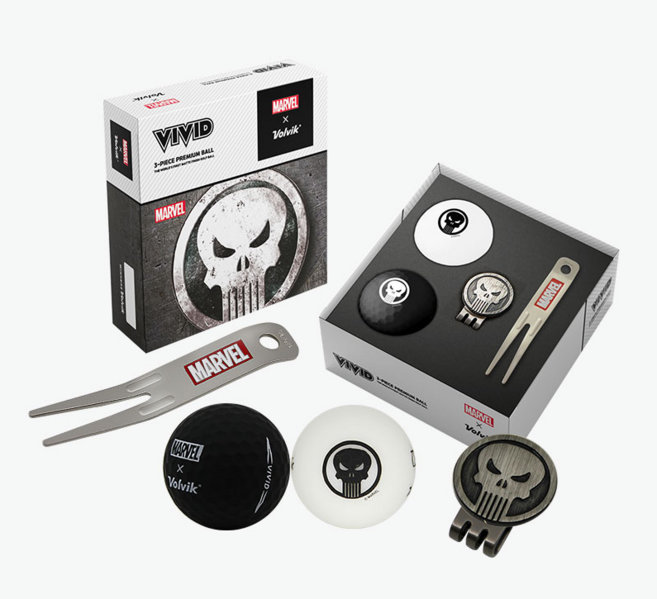 볼빅 비비드 마블 골프공 2구 + 볼마커 잔디보수기 세트 골프선물, 퍼니셔, 1개, 2개입