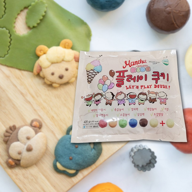 맨치트 놀이쿠키 60gX7개입 DIY 토이쿠키 쿠키만들기 냉동생지 오감발달, 7개