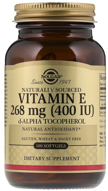 SOLGAR 維他命E 400IU&生育酚軟膠囊, 100顆, 1罐