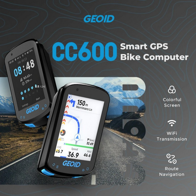 Geoid CC600 자전거 컴퓨터 컬러 스크린 스마트 네비게이션 GPS 무선 자전거 속도계 WIFI ANT + 다국어 사, CC600 HS500 CS600, 1개