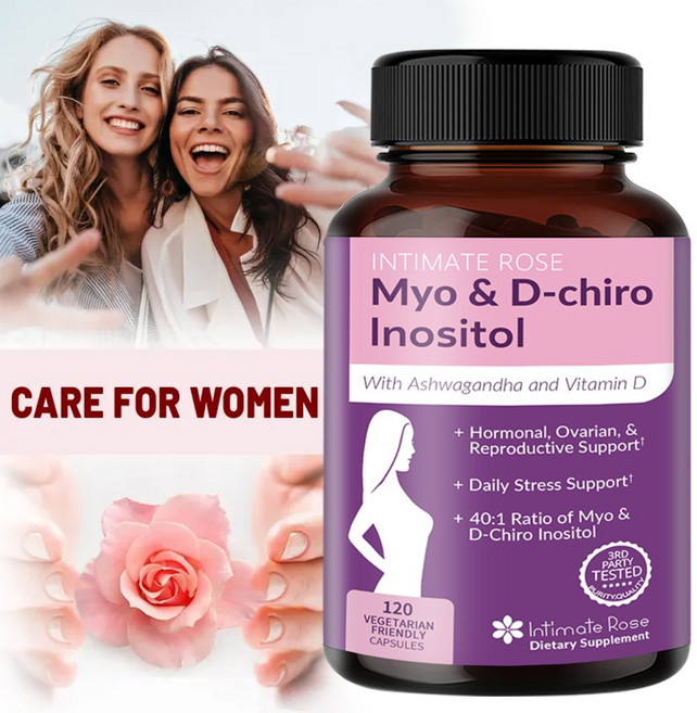 로즈 이노시톨과 D-키로이노시톨 2000mg은 여성 호르몬과 난자 건강을 지원합니다., 1개, 120정