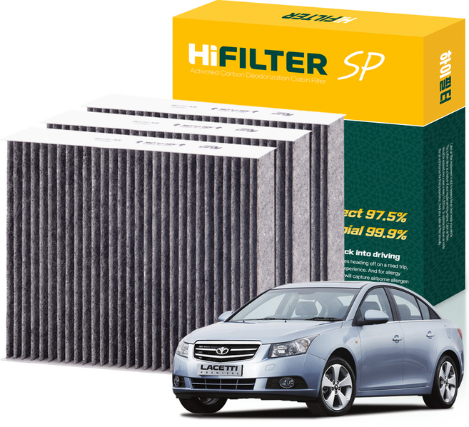 하이필터 쉐보레 라세티 활성탄 자동차 에어컨필터, 3개, 라세티 프리미어 (2세대 J300) HI-H008