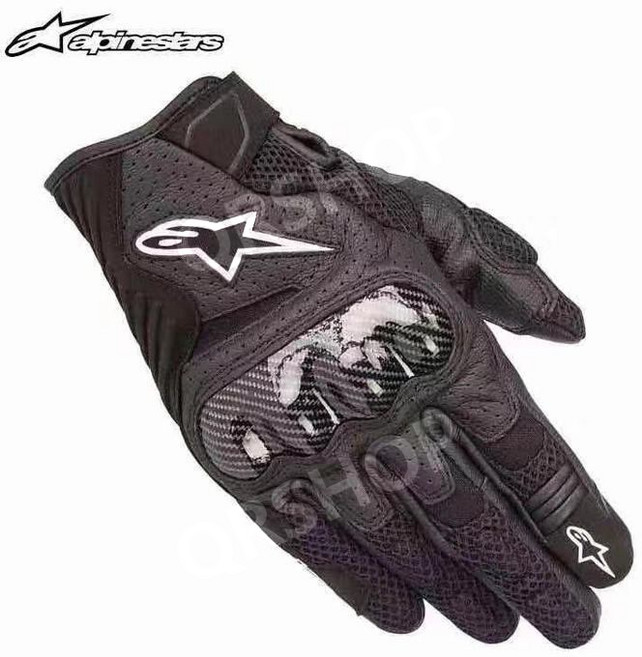알파인스타 스크린 터치 여름 장갑 오토바이 바이크 라이더 글러브 통기성 메쉬 양가죽, XL, 블랙 화이트
