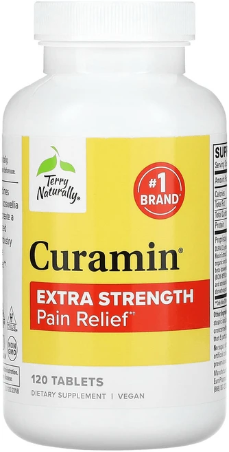 테리내츄럴리 큐라민 페인릴리프 엑스트라 스트렝스 BCM95 커큐민 BOS10 보스웰리아 DLPA 나토키나제 통증완화 초강력, 2병, 1개, 120정 - 쿠팡