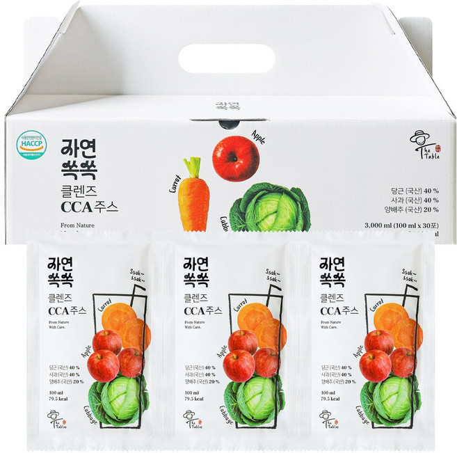 클렌즈 CCA주스 사과 당근 양배추 갈아넣은 주스, 30개, 100ml