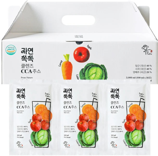 클렌즈 CCA주스 사과 당근 양배추 갈아넣은 주스, 30개, 100ml - 쿠팡