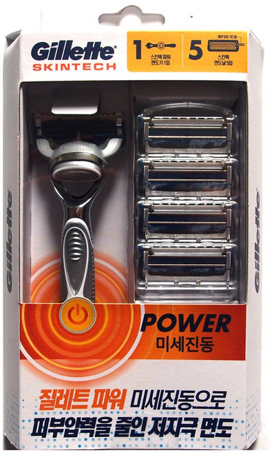 질레트 스킨텍 파워 전동면도기 +스킨텍면도날 5개입 (배터리내장 진동형), 1개