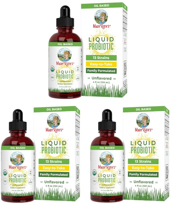 메리루스 오가닉스 유기농 액상 프로바이오틱스 유산균 4세이상 MARYRUTH'S Organics Liquid Probiotic for Ages 4+ | 2 Billion CFU, 3개, 120ml - 쿠팡