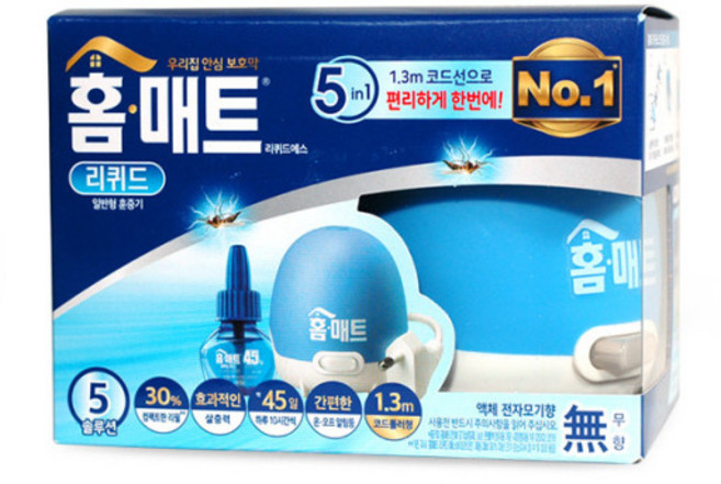 홈매트 리퀴드 1.3m코드 훈증기 (히터 1개 / 리필 1개입) / 리퀴드에스 코드훈증기 리필 액체 전자모기향 모기향, 1세트