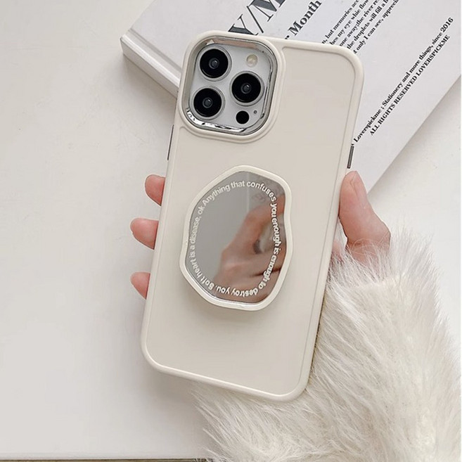 레모토 레터링 비정형 거울 맥세이프 그립톡, 아이보리