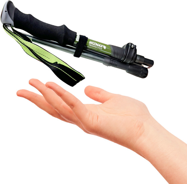 스몰맥스 초경량 초소형 접이식 두랄루민 등산스틱 7075 T6, 2세트, 그린