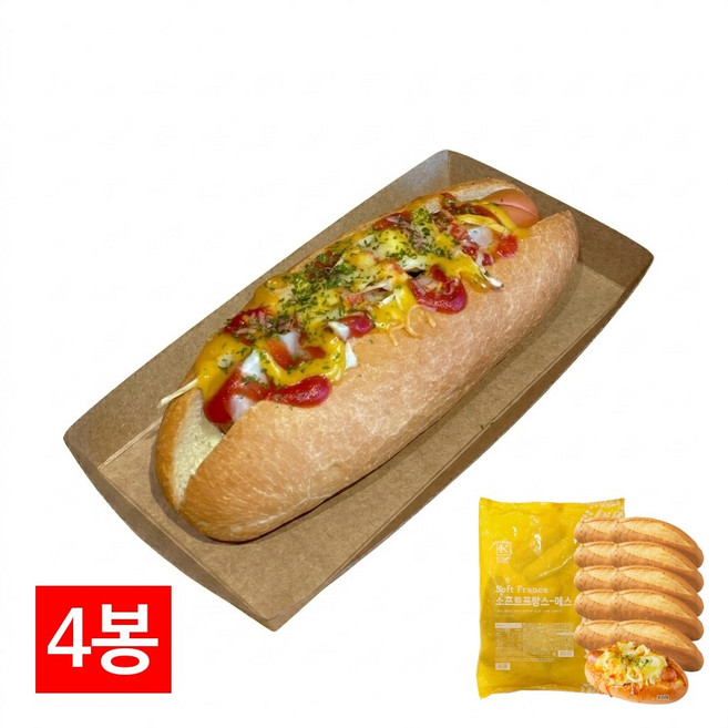 삼립 냉동 바게트빵 소프트 프랑스-에스 500g 4봉 미니 베이커리 브런치 브레드, 4개
