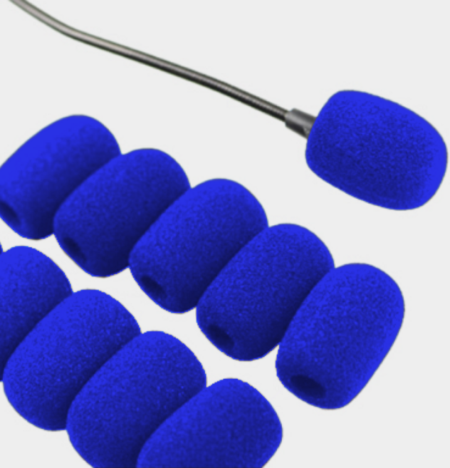 핀 마이크 커버 스펀지 컬러 10개 세트, 블루