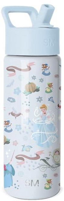 Simple Modern Kids Summit Water Bottle with Straw Lid | 14oz Insulated Stainless Steel Cup for Gir, 디즈니 신데렐라 플로럴 위시